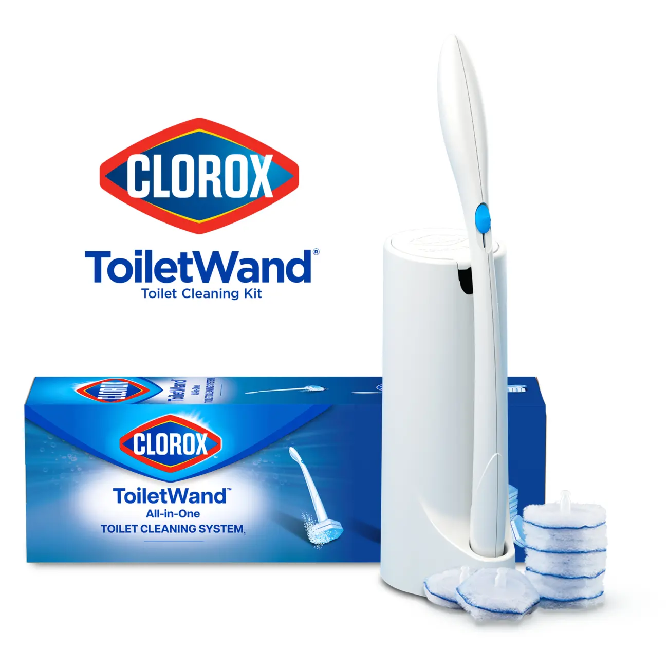 Clorox Disinfecting ToiletWand Cleaning System with Disposable Scrubbing Pads, Toilet Bowl Cleaner Kit, Wand, Caddy & 6 Refills