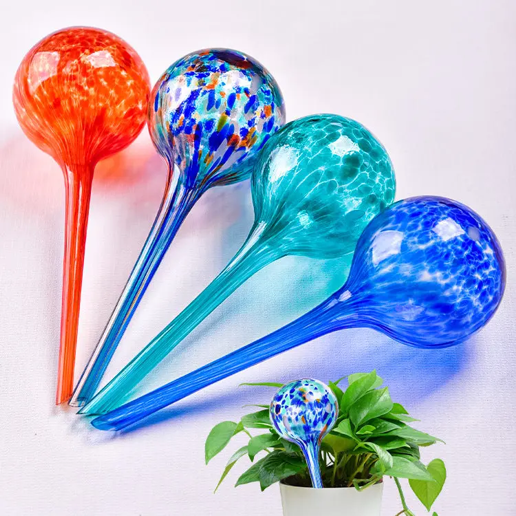 160ml Automatic Colored Glass Self-Watering Globes Single Set - Liquid System Self-Watering Stakes, Hydrates Plants for Home & Garden Improvement Supplies