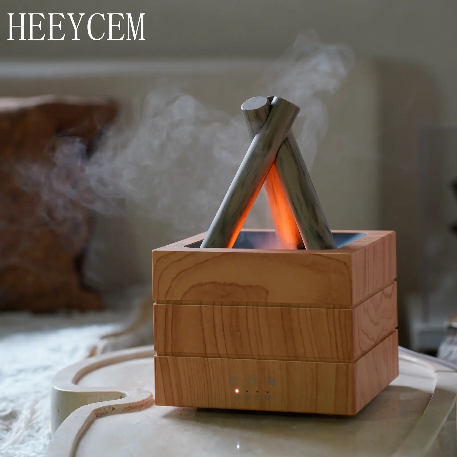Bonfire humidifier, Aroma diffuser humidifiers, fireplace firewood flame bonfire aromatherapy diffuser humidifier, 280ml capacity, timed automatic shutdown, quiet night light adjustment, suitable for home, office