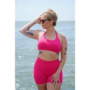 TCC Halter Sports Bra - Butter Yellow & Pink | Activewear