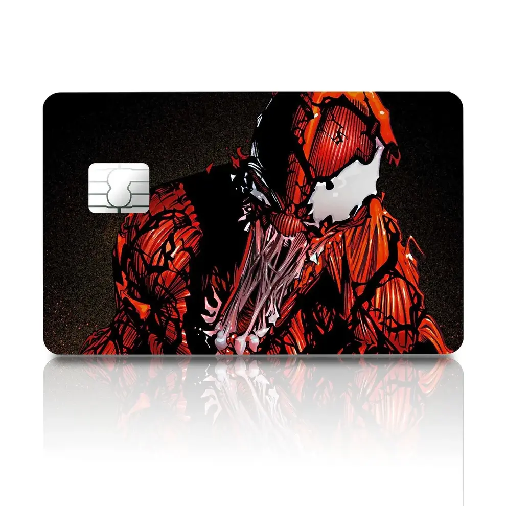 Dark Red Symbiote Card Skin, Horror Comic Inspired Debit Credit Card Sticker, Red Black Monster Art Design, Gothic Wallet Accessory Gift