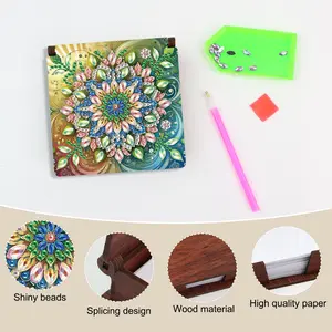 DIY Diamond Art Painting Kit, Flower Pattern Sticky Note Box with Tools, DIY Decorative Art Craft for Home Office Supplies, Handmade Gifts