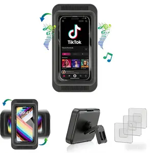 Waterproof Phone Mount for Showers and Bathrooms—360° smooth rotation, anti-fog protective case, responsive full HD touchscreen, comes with 3 tool-free adhesive wall mounts, compatible with 4–7-inch iPhones, Samsung, and other adjustable smartphones