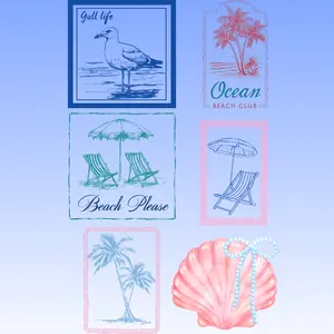 Coastal Beach DTF Transfers Vintage Summer Ready to Press Designs 11" Wide or High for Shirts Totes Sweatshirts and Boutique Apparel