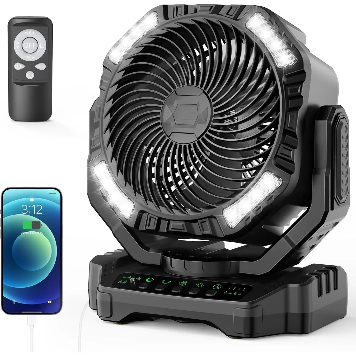 40000mAh  Operated Camping Fan, Rechargeable Fan High Velocity, Portable Fan With Remote & Timer -   Fan for  Travel RV Camping Gear Hurricane  Power Outage Essentials