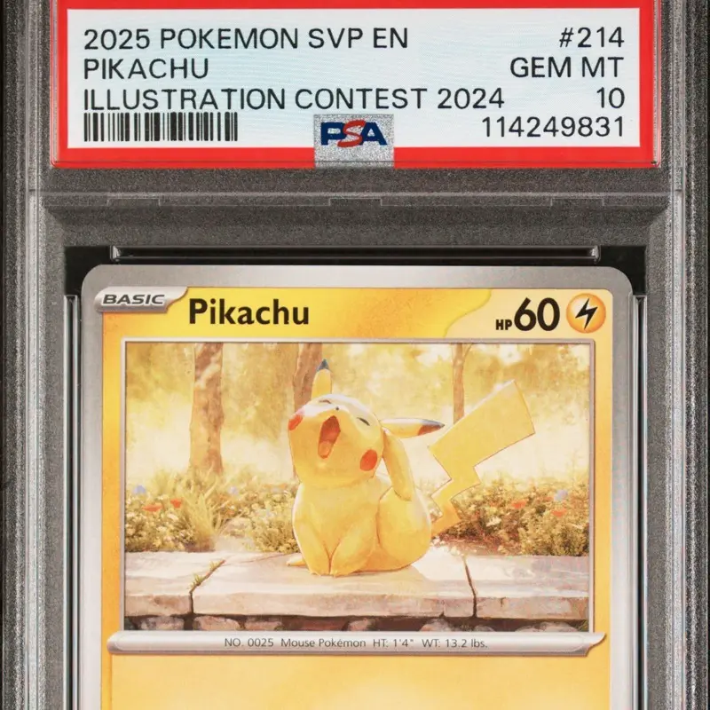 Pokémon Trading Card - PSA 10 Pikachu #214 Illustration Contest 2024 Gem MT Collectible Card 114249831
