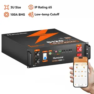 【Summervibes】HumsiENK 48V 100Ah LiFePO4 Lithium Battery 3U Server Rack with Active Balancing & BYD Cells, Max 5120Wh & Bluetooth, 100A BMS, 15000+ Deep Cycles for Off-Grid Solar System, Home Energy Storage, Backup