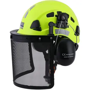 3-in-1 Vented Safety Helmet - Chainsaw Hard Hat with Face Shield, Ear Muffs, Reflective Strips Ideal for Forestry, Tree Cutting, Arborist Work