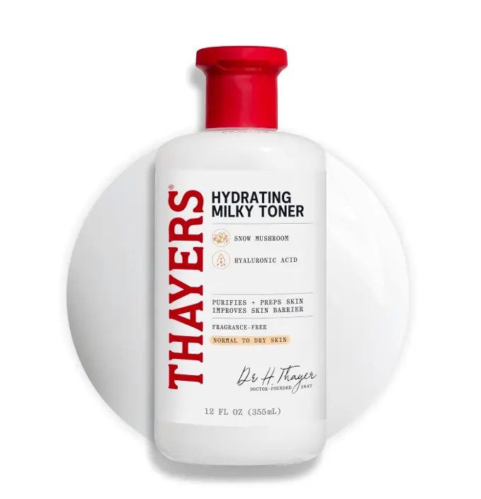 THAYERS Milky Face Toner Skin Care with Snow Mushroom Tremella and Hyaluronic Acid, Natural Gentle Facial Toner, for Dry and Sensitive Skin, 355mL