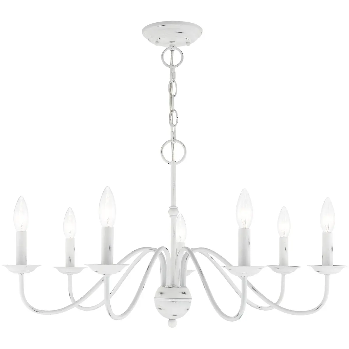 7 Light Antique White Chandelier with Steel base material
