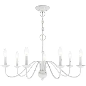 7 Light Antique White Chandelier with Steel base material