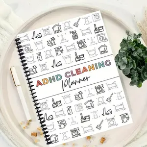 ADHD Cleaning Planner - Daily Weekly Monthly Household Cleaning Schedule & Checklist Manager for Home Offices & Dorm Rooms - Tailored for ADHD with Focus-Boosting Design & Decluttering Checklists