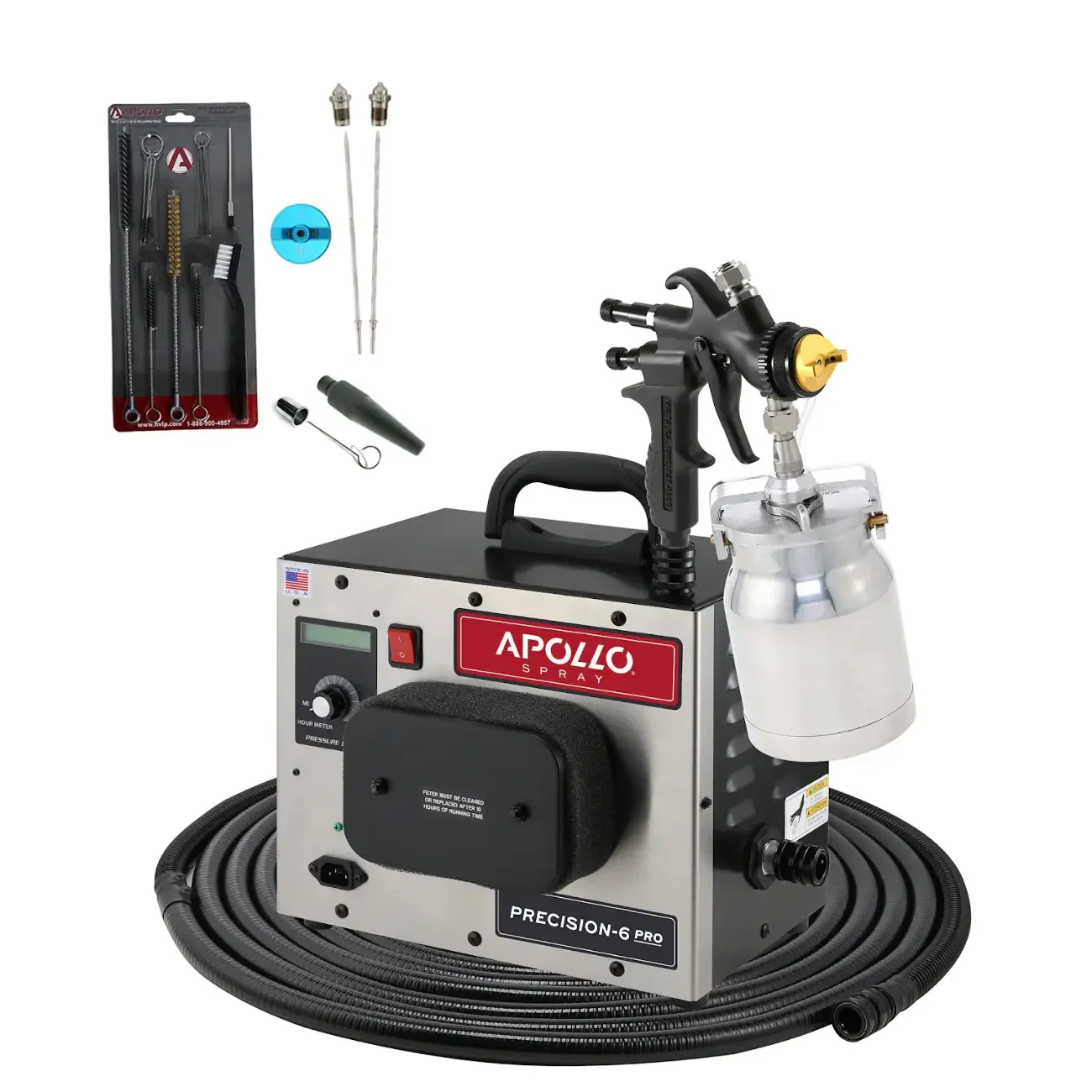 Apollo Precision-6 PRO Airbrush Kit, Plus Package Paint Spraying Power Tool Set for Tools & Hardware Applications