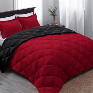 Twin Comforter - Red Twin Comforter, Twin Comforter for Seasons, Black/Red, 1 Comforter (66"x92") and 1 Pillow Sham (20"x26"+2")