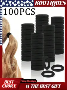 100pcs Hair Ties, High-Elasticity Soft Hair Ties, Solid Color Elastic Hair Scrunchies, Soft Satin Hair Ties, Hair Accessories for Women