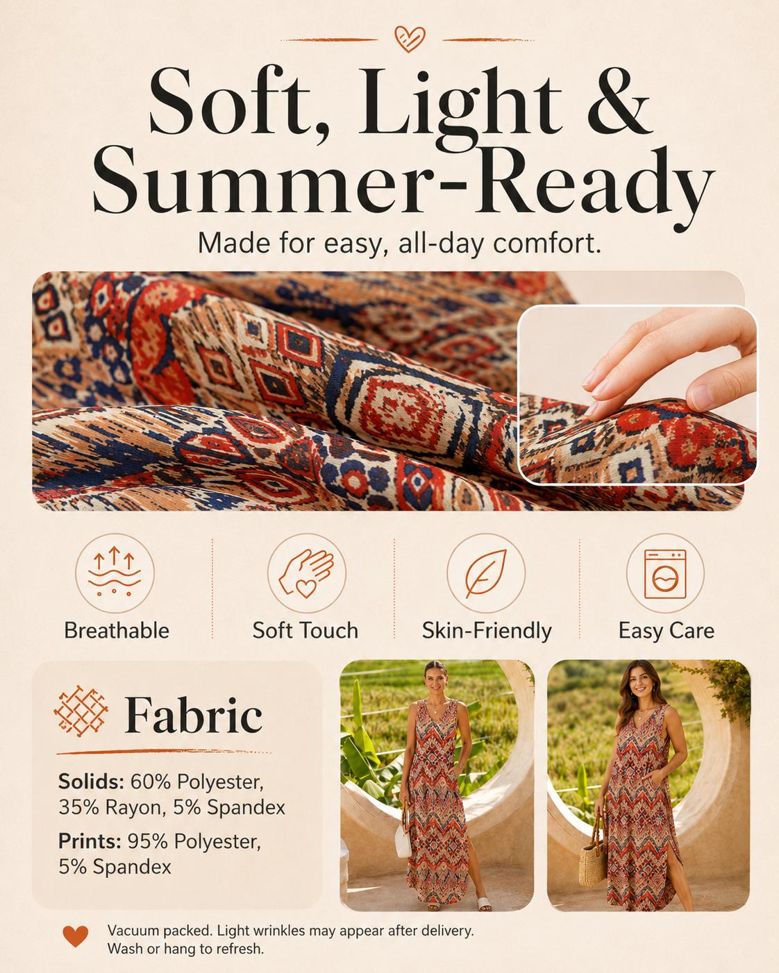 WIHOLL Summer Casual Floral Dresses Maxi Dress Vacation Beach Sundresses 2025 with Pockets