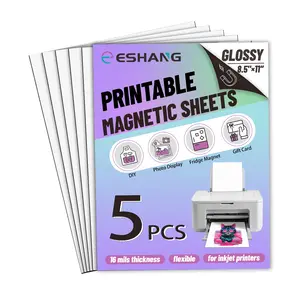 5 Sheets Glossy Printable Magnetic Photo Paper, Letter Size 8.5x11 Inch, Non-Adhesive Picture Paper for Inkjet Printer, School & Office Use, DIY