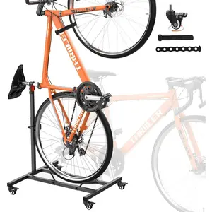 Vertical Bike Stand,Freestanding Space-Saving Bike Rack with Adjustable Height for Wheels Sizes up to 29”,Indoor Bike Storage Rack for Garage & Apartment,Upright Bicycle Floor Holder for MTB Road Bike
