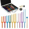 Chakra Tuning Fork Set, 10 Piece Multicolor Solfeggio Tuning Forks (174-963hz), Aluminum Alloy, Sound Therapy, Yoga, Meditation
