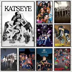 Popular Kpop Band K-Katseye Good Quality Prints And Posters Vintage Room Home Bar Cafe Decor Aesthetic Art Wall Painting Unframed Poster