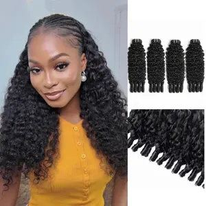 Burmese Curly  Human Hair 16 16 16 16 Inch Curly Human Hair 4   Unprocessed Quick Weave 3c4a Real Human Hair Extensions Water Wave with Spiral Curly End  Black Color