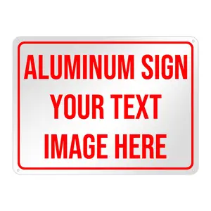 Custom Aluminum Sign - Personalized Text & Image Display - Red Border Design 8*12 inch