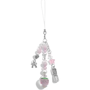 cioatu Cute Y2K Phone Charm Aesthetic Cellphone Chain Strap Lanyard For Phone  Strawberry Butterfly PhoneCharms for Bag  Airpods Camera ( Strawberry)