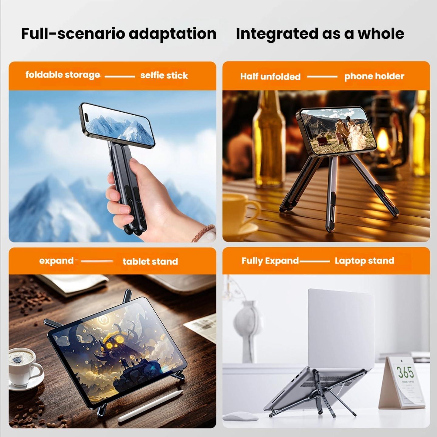 3-in-1 Multifunctional Stand for Mobile Phone Tablet Laptop, New Aluminum Alloy Foldable Portable Travel Stand,Powerful Magnetic Suction,Suitable for Travel, Office Tripod Smartphone Cellphone Folding 3-in-1 Multifunctional Stand for Mobile Phone Tablet Laptop, New Aluminum Alloy Foldable Portable Travel Stand,Powerful Magnetic Suction,Suitable for Travel, Office Tripod Smartphone Cellphone Folding