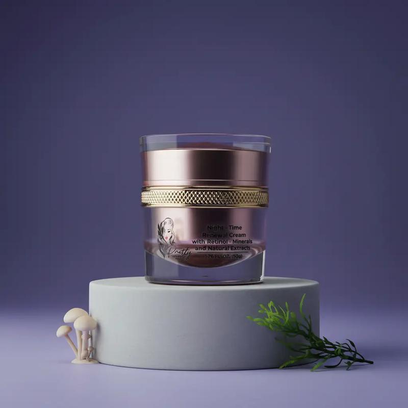 PRETTY NATURE BY JOYCE Night Time Renewal Cream with Retinol Minerals & Natural Extracts for Deep Hydration Nutrient Replenishment Cell Turnover