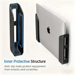 Wall& Under Desk Laptop Mount Holder with Adhesive& Screws in, 1.1"/ 28mm Thick, Anti-Scratch Pads, Universal for MacBooks, Surface, Keyboards, Tablets, Switch& More Universal Laptop Stand