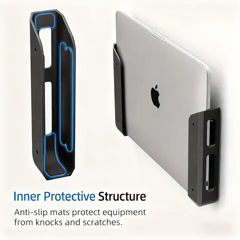 Wall& Under Desk Laptop Mount Holder with Adhesive& Screws in, 1.1"/ 28mm Thick, Anti-Scratch Pads, Universal for MacBooks, Surface, Keyboards, Tablets, Switch& More Universal Laptop Stand, Under Desk Pc Mount, Laptop Accessories