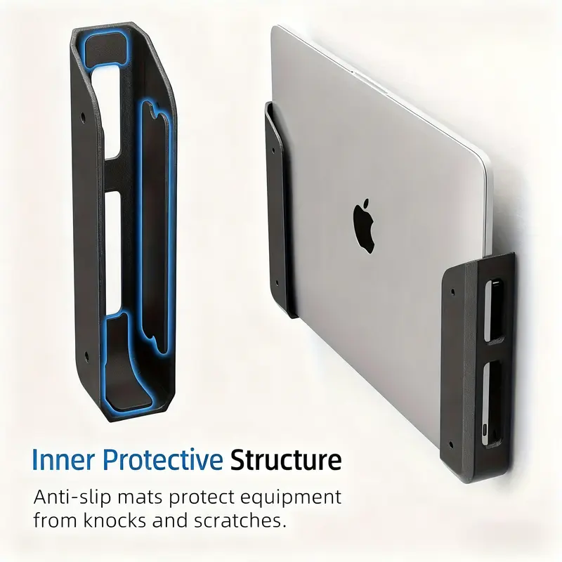 Wall& Under Desk Laptop Mount Holder with Adhesive& Screws in, 1.1"/ 28mm Thick, Anti-Scratch Pads, Universal for MacBooks, Surface, Keyboards, Tablets, Switch& More Universal Laptop Stand, Under Desk Pc Mount, Laptop Accessories