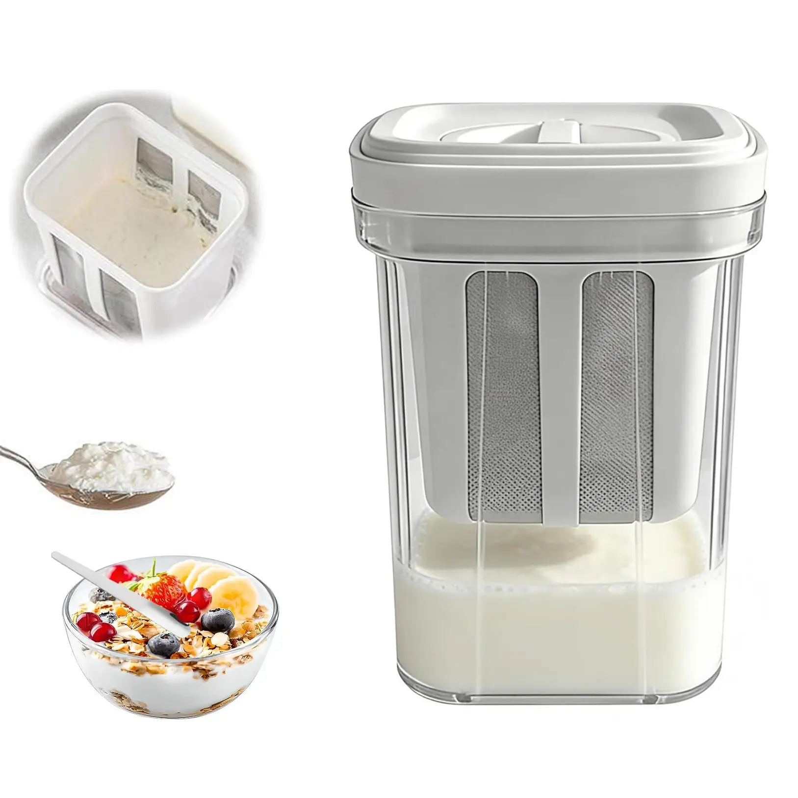 Greek Yogurt Maker Filter Set, Includes Strainer Bag & Non-BPA PP Material, Easy Maintenance, Large Capacity, Ideal for Whey Separation, Kefir Making, Tofu Cheese