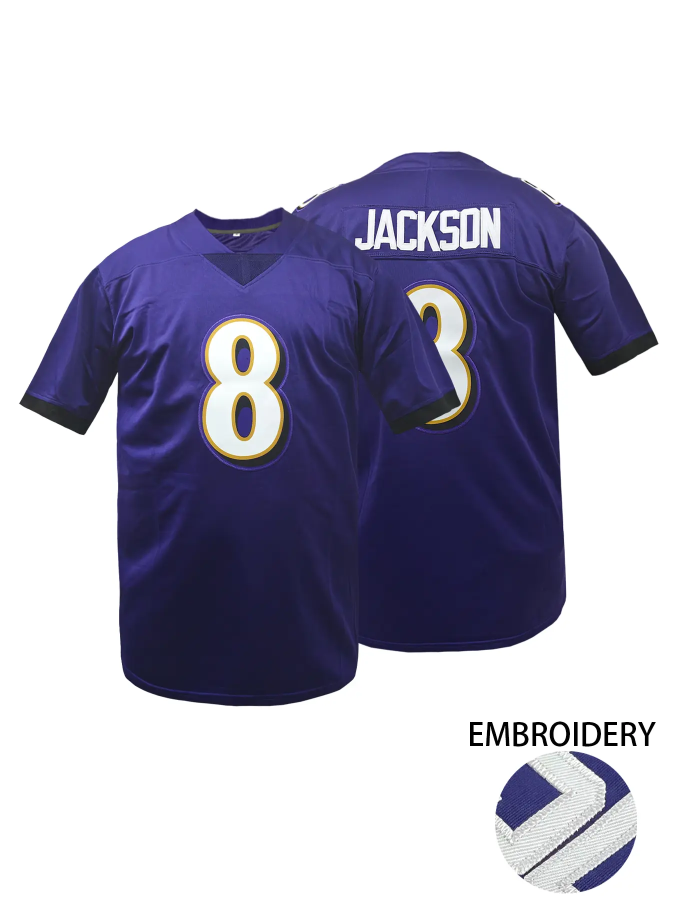 High Quality Unisex Embroidered Rugby Shirt, V Neck Short Sleeve Top,Baltimore #8 Football Jersey, Loose Fit Casual Wear,Perfect for Outdoor Sports & Training, All Seasons, Sporty Jersey, Football Shirts