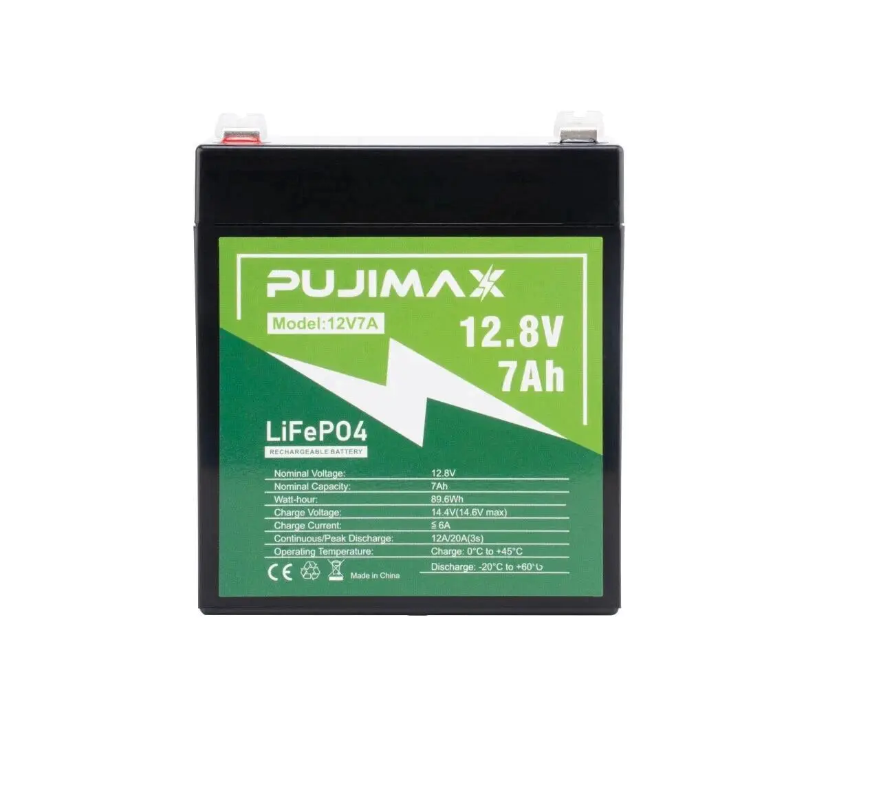 7Ah 12V LiFePO4 Lithium Battery Built-in BMS Battery for Cycle RV Marine Solar