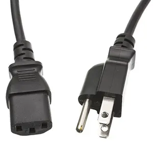 CableWholesale  Computer-Monitor Power Cord Black NEMA 5-15P to C13 13 Amp 16 AWG UL CSA rated 10 foot