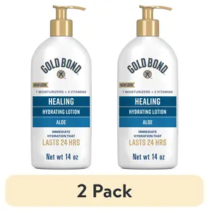 (2 Pack) Gold Bond Healing Hydrating Hand Moisturizer, Face Cream, and Body Lotion for Dry to Extra Dry Skin, 14 Oz Chattem Inc
