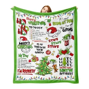 Funny Merry Christmas Green Flannel Throw Blanket, Funny Xmas Tree Birthday Gifts for Kids Men Women, Winter Holiday Soft Blankets for Bedding Sofa Home Decor Gift Idea, All-Season Comfort Perfect Holiday Gift