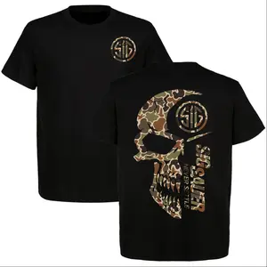 SIG Sauer Skull Camo T-Shirt, Tactical Gun Graphic Tee, Never Settle Firearm Shirt, 2A Shooting Range Vintage Mens Tee