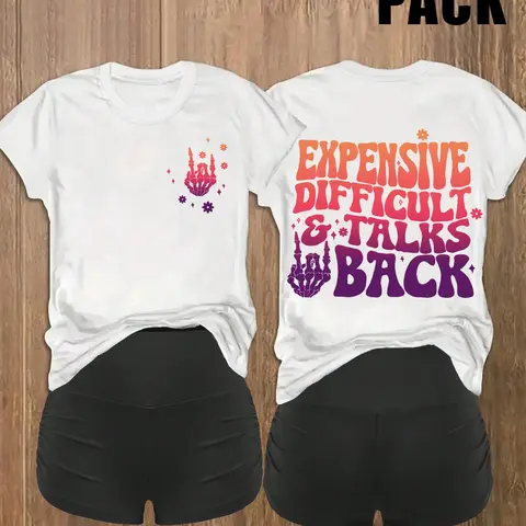 Women's Letter Print Short Sleeve Tee & Skinny Shorts Two-piece Set, Casual Round Neck Fitted Shortsleeve T-shirt & Short Leggings, Ladies Summer Clothes, Womenswear, Casual Matching Set, Summer Outfits Set, Workout Sets Women, Top Shorts Set