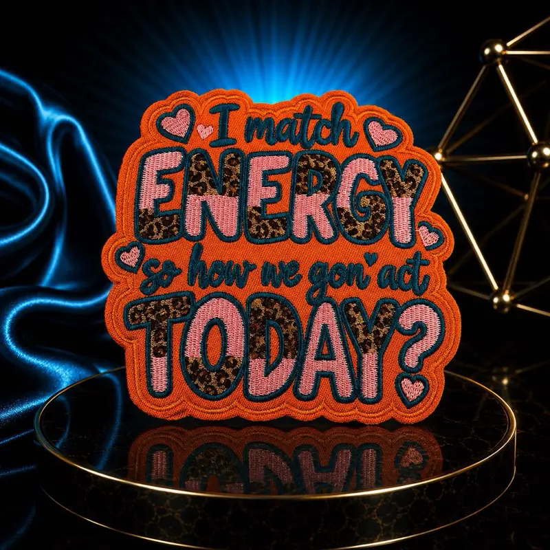 Iron On Patch - "I Match Energy So How We Gon’ Act Today" Design, Clothing Decor, Fabric Appliqué, Garment Patches for Sewing Accessories & Haberdashery