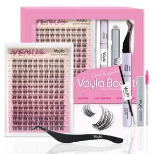 Veyla Lashes Waterproof DIY Lash Extension Kit, 10-16MM Wispy Lash Clusters Kit, Ultra-thin Soft Band Eyelash Extension Kit with Waterproof Lash Bond and Seal, Professional Lash Remover, Tweezers for Girls Gift Makeup Venus
