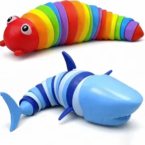 Shake Slug Toy, Sensory Slug Toys for Kids and Adults, 2 Pack Rainbow Worm Stress Relief, Autism Sensory Toy, Essential Travel Toy, Stress Relief Fidgeting