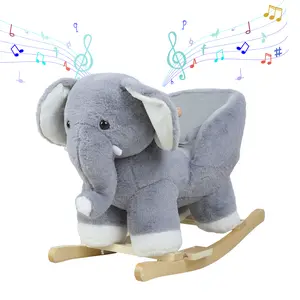 Elephant Rocker Chair, Plush Stuffed Ride-on Rocking Horse with Music Sound