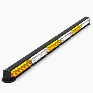 38 Inch Amber White Strobe Light Bar Emergency Warning Safety Lights with Strong Magnetic Base for Trucks Construction Vehicles