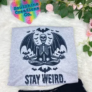 Stay Weird Bat Skellie Graphic Tee Shirt Sublimation Print