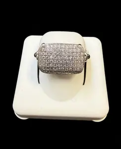 White Stone Engagement Ring Silver, Unisex Wear