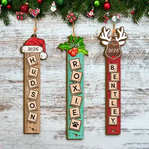 Custom Christmas Name Letter Ornament Hanging Decor 2025, Scrabble Christmas Ornaments Hanging Decor, Christmas Kids Ornament Hanging Decor, Stocking Tag Hanging Decor, Christmas Gift