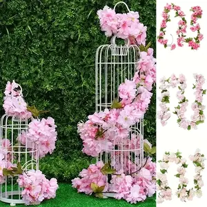 Elegant Artificial Cherry Blossom Vine, Perfect for Home Decor, Parties, Weddings & Gardens, 2pcs 7.2 Feet Decoration