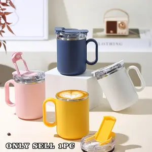 Leak-Proof Coffee Cup with Ergonomic Handle, Dual-Layer Vacuum Insulation, Durable Design, Ideal for Office, Home, Travel, Unisex